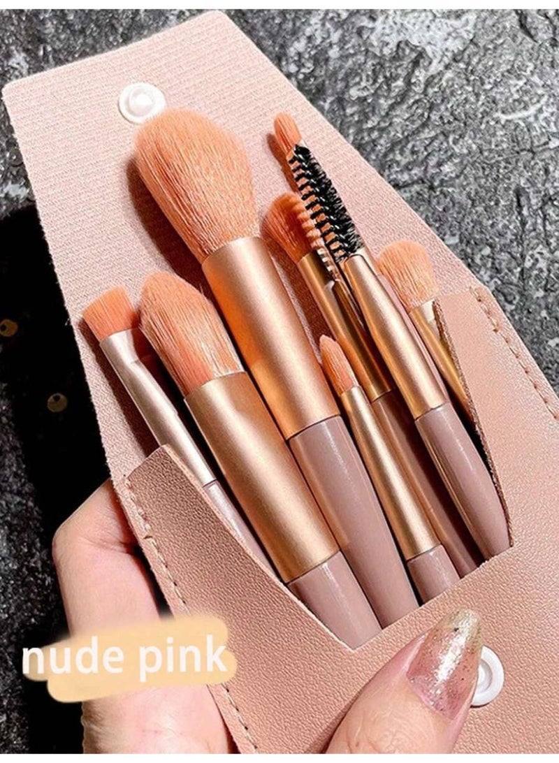 7-Piece Makeup Brush Set with Case – Nude Pink Professional Brushes - Image 1